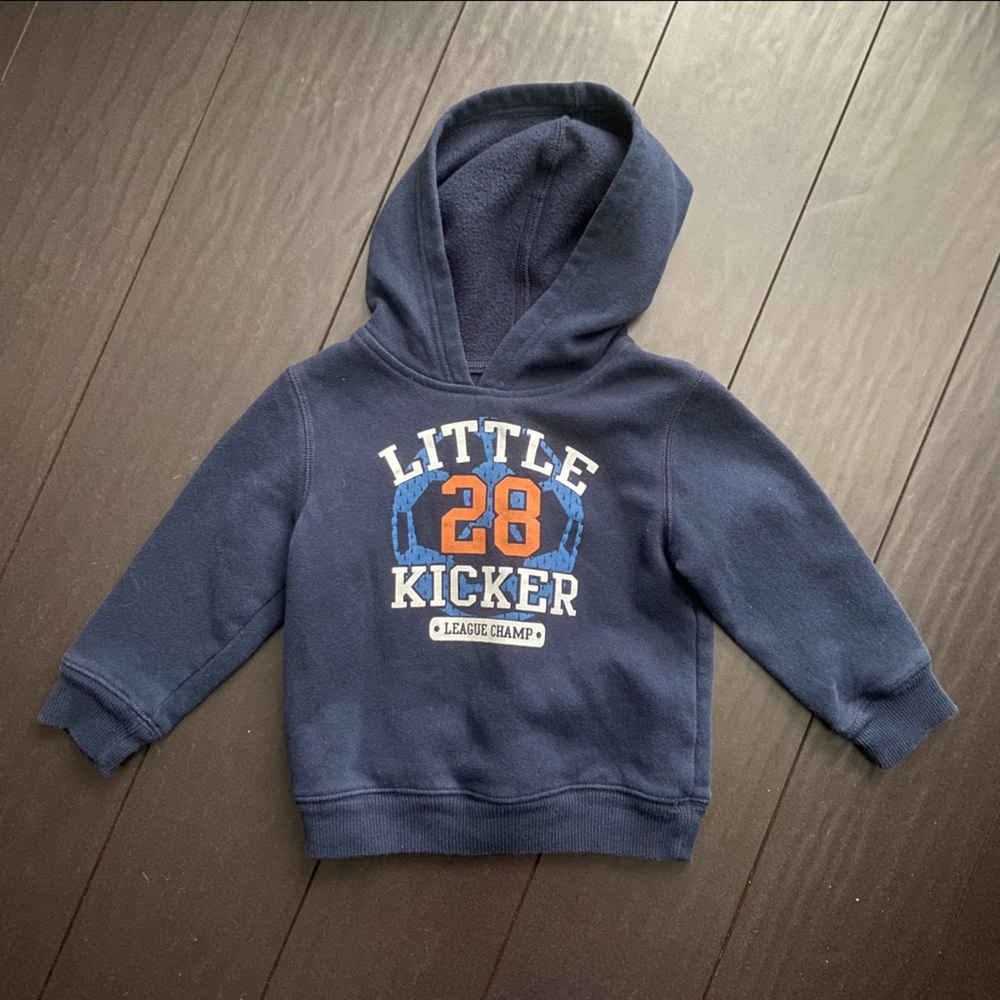 Jumping Beans Toddler Boy little kicker soccer navy hooded sweatshirt size 24M